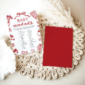 Red Hand Drawn Baby Animal Match Baby shower Game Kaart