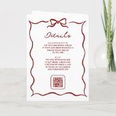 Red Hand Drawn Bow QR Code Photo Wedding (Achterkant)