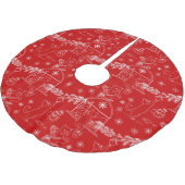 Red Hand drawn cats & Christmas tree  Kerstboom Rok (Gekanteld)