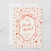 Red Hand Drawn Flowers Handwritten Spring Wedding Save The Date (Voorkant)