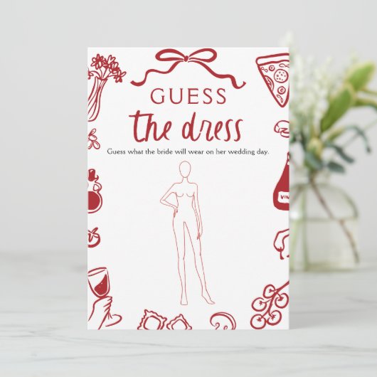 Red Hand Drawn Guess Het Vrijgezellenfeest van de  Kaart (Staand voorkant)