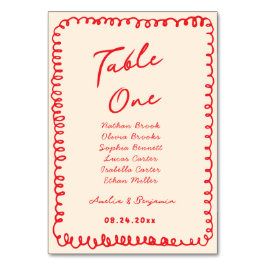 red hand drawn heart whimsical wedding kaart