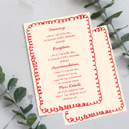 Red hand drawn heart Whimsical Wedding  Kaart