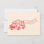  red hand drawn heart whimsical wedding RSVP kaartje (Achterkant)