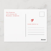 Red Hand Drawn Hearts Valentijnsdag Fotokaart Briefkaart (Achterkant)