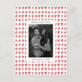 Red Hand Drawn Hearts Valentijnsdag Fotokaart Briefkaart (Voorkant)