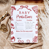 Red Hand Drawn Italian Pizza Baby Voorspellingsspe Kaart