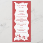 Red Hand Drawn Italian Pizza Wine Vrijgezellenfees Menu (Voorkant)