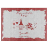 Red Hand Drawn Italian Pizza Wine Vrijgezellenfees Snijplank (Voorkant)