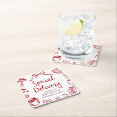 Red Hand Drawn Pizza Special Delivery Baby shower Kartonnen Onderzetters (Insitu)