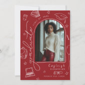 Red Hand Drawn Retro Afstuderen aangekondigd Aankondiging (Voorkant)