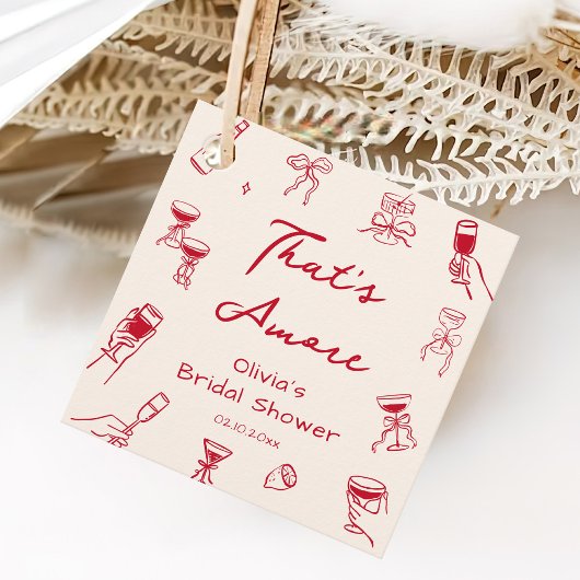 Red Hand Drawn Thats Amore Vrijgezellenfeest Bedankjes Labels