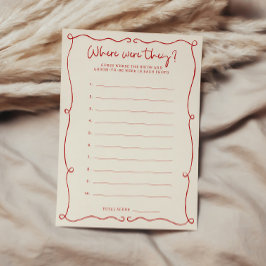 Red Hand Drawn Waar waren ze Vrijgezellenfeest Kaa Kaart