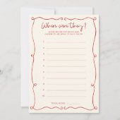 Red Hand Drawn Waar waren ze Vrijgezellenfeest Kaa Kaart (Voorkant)