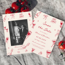 Red Hand Drawn Wedding Save the Date Foto
