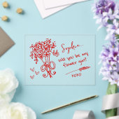 Red Hand Drawn Will you be... Acryl Uitnodigingen (Insitu (Huwelijk))