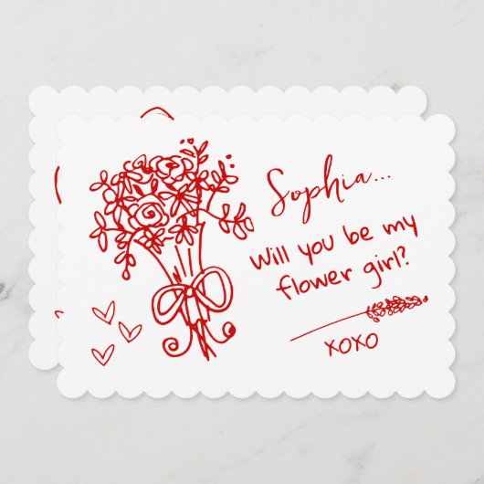 Red Hand Drawn Will you be... Kaart (Voorkant / Achterkant)