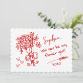 Red Hand Drawn Will you be... Kaart (Staand voorkant)