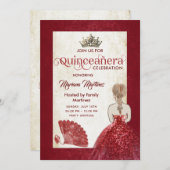 Red  hand fan tiara Quince Kaart (Voorkant / Achterkant)