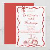 RED Hand getekende uitnodiging voor 30e verjaardag (Voorkant / Achterkant)