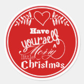 Red Hand Lettered Hand Merry Little Kerstry Ronde Sticker (Voorkant)