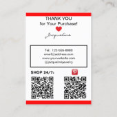 Red Handmade Jewelry Earrings Display QR Codes Visitekaartje (Achterkant)