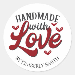 Red Handmade with Love Craft Ronde Sticker