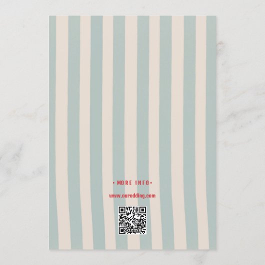 Red Handwriting Blue Stripes Retro Save the Date Kaart (Achterkant)