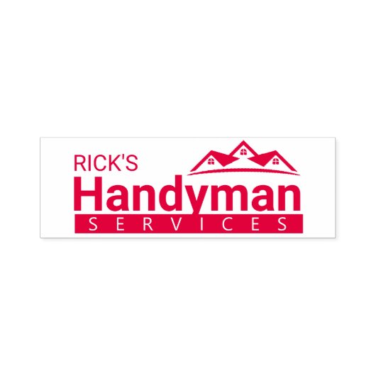 Red Handyman Business Logo Stamp - Home Business Zelfinktende Stempel (Design)