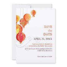 Red Hanging Lantaarns Luxe Wedding Save the Date