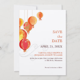 Red Hanging Lantaarns Luxe Wedding Save the Date