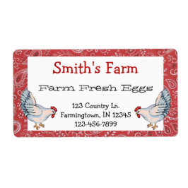 Red Hanky en Chickens Boerderij Fresh Eggs Label