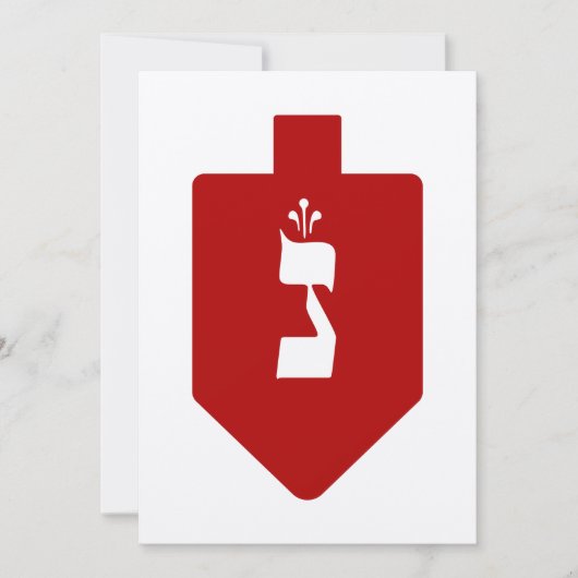 Red Hanukkah Dreidel w. Hebreeuws Letter Nun (Voorkant)