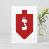 Red Hanukkah Dreidel w. Hebreeuws Letter Nun (Staand voorkant)