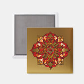 Red Hanukkah Mandala Magneet (Voorkant / Achterkant)