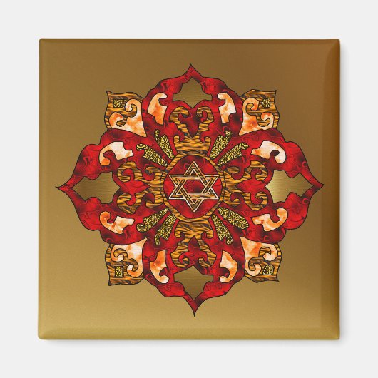 Red Hanukkah Mandala Magneet (Voorkant)