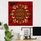 Red Hanukkah Mandala Poster (Thuiskantoor)