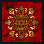 Red Hanukkah Mandala Poster<br><div class="desc">Reds,  bronze,  oranje,  vul een mandala met een ster van David in het midden met heldere,  feestelijke texturen om Hanukkah te vieren.</div>