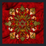 Red Hanukkah Mandala Poster<br><div class="desc">Reds,  bronze,  oranje,  vul een mandala met een ster van David in het midden met heldere,  feestelijke texturen om Hanukkah te vieren.</div>