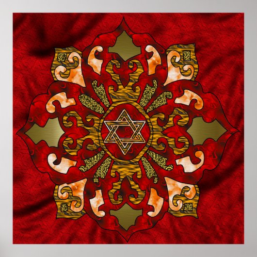 Red Hanukkah Mandala Poster (Voorkant)