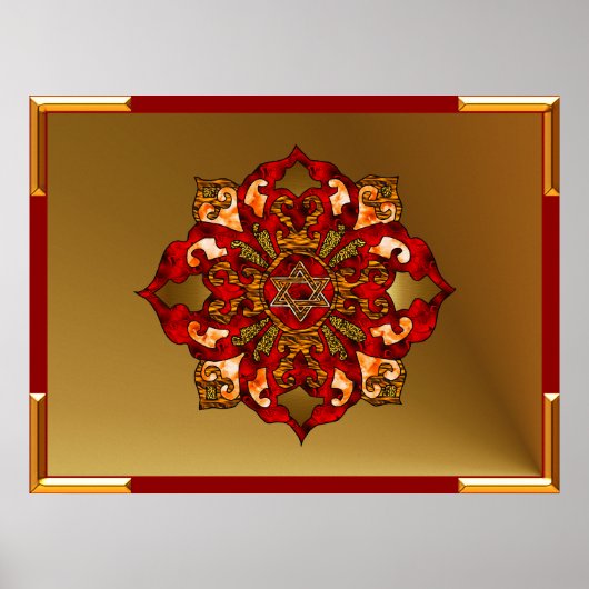 Red Hanukkah Mandala Poster (Voorkant)