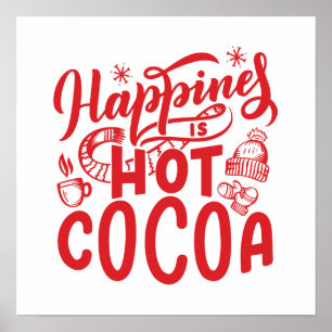 Red Happiness is een warme vakantie met cacaotypog Poster