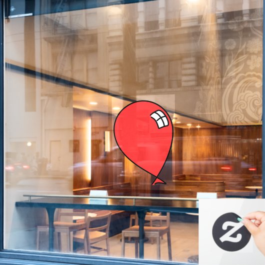 Red Happy Balloon Raamsticker (Cafe Raam)