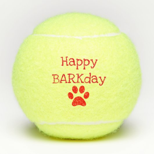 Red Happy Barkday Birthday Pet Dog Speelgoed Tennisballen (Voorkant)