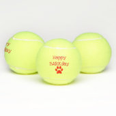 Red Happy Barkday Birthday Pet Dog Speelgoed Tennisballen (Multi)