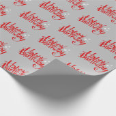 Red Happy Birthday op Grey Cadeaupapier (Hoek)