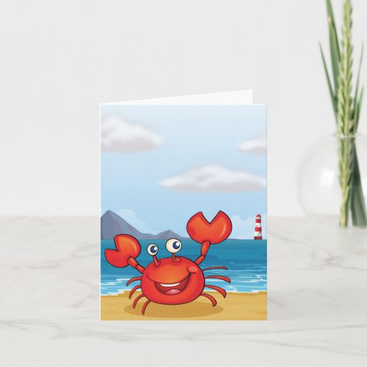Red Happy Crab op een strand Kaart (Voorkant)