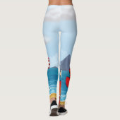 Red Happy Crab op een strand Leggings (Achterkant)