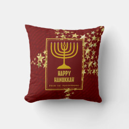 Red | HAPPY HANUKKAH met | Menorah Kussen