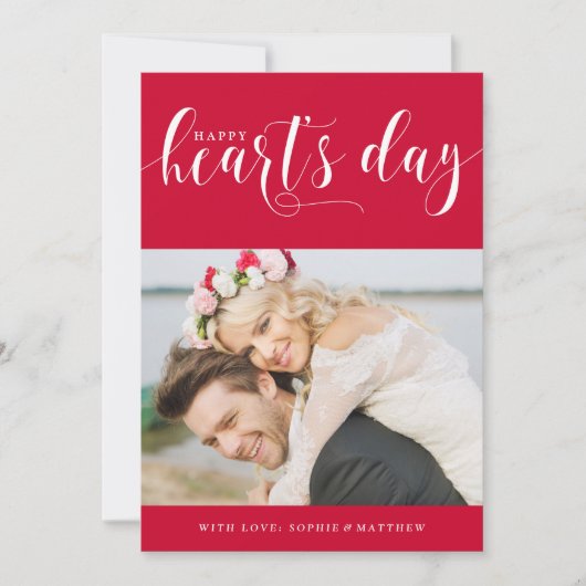 Red Happy Heart-dag | Foto-Valentijnsdag Feestdagenkaart (Voorkant)